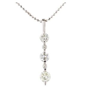 14K Graduated Diamond Drop Pendant Necklace